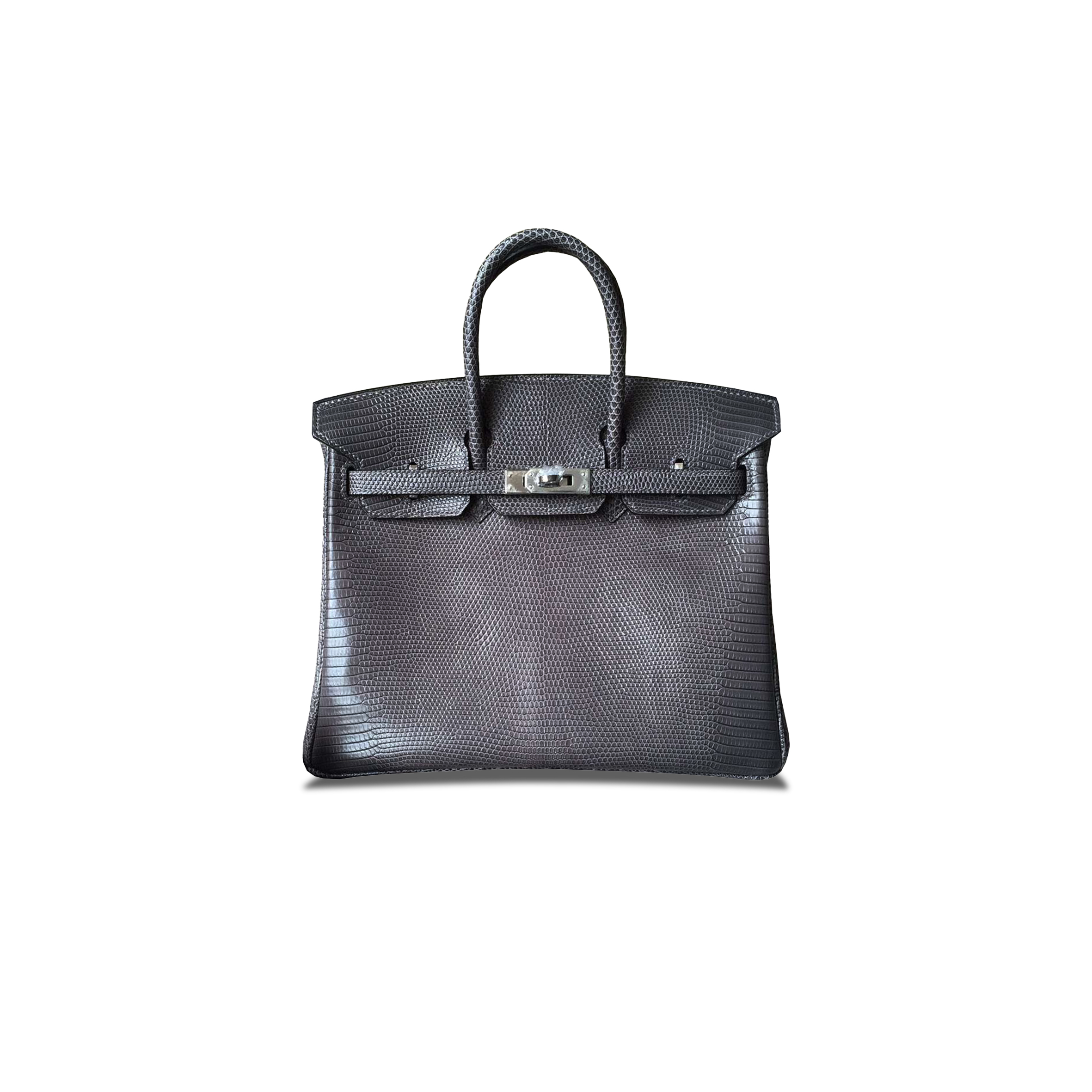 HERMÈS MASTER BIRKIN 25 LIZARD PEWTER GREY GOLD BUCKLE H028352CA17 (25*20*13cm)